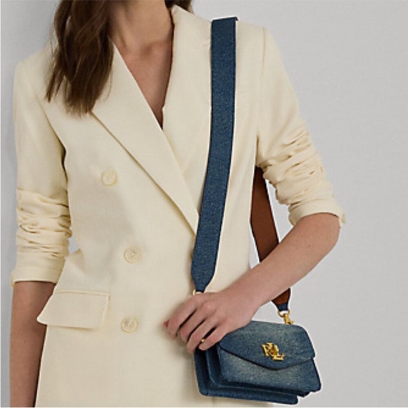 NWOT Lauren Ralph Lauren Washed Denim Small Tayler Crossbody Bag✨ Brand New - Picture 5 of 16